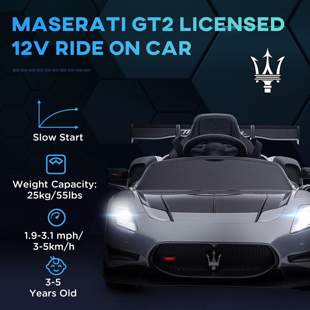 Tommy Toys Grey Licensed Maserati GT2 Kids Electric Ride on Car with Remote Image 4