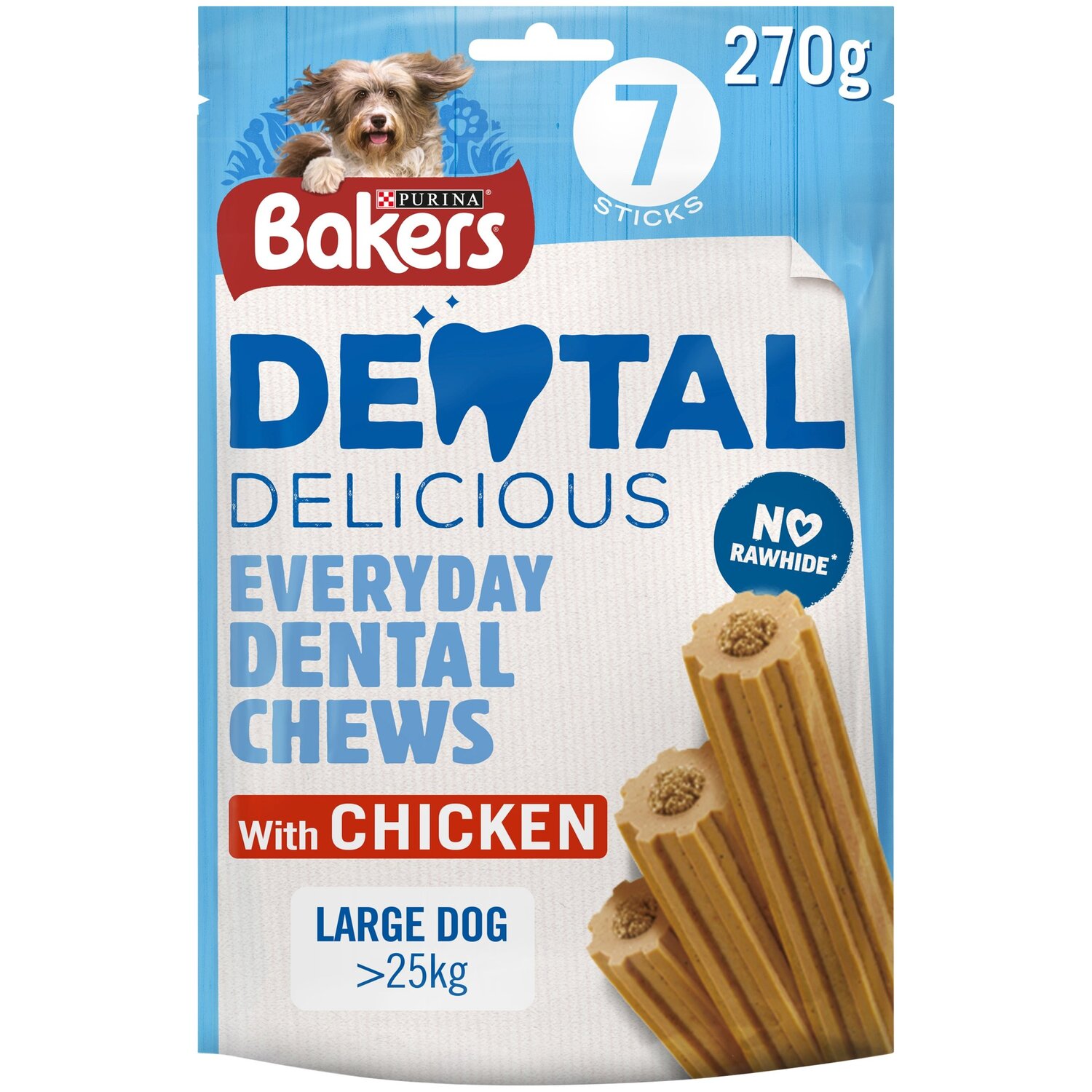 Purina Bakers Delicious Chicken Dental Chews Dog Treat 270g Image 1
