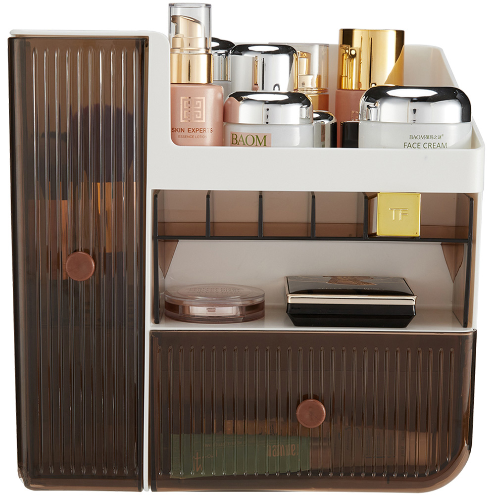 Living and Home 2 Drawer Large White Makeup Organiser Image 5