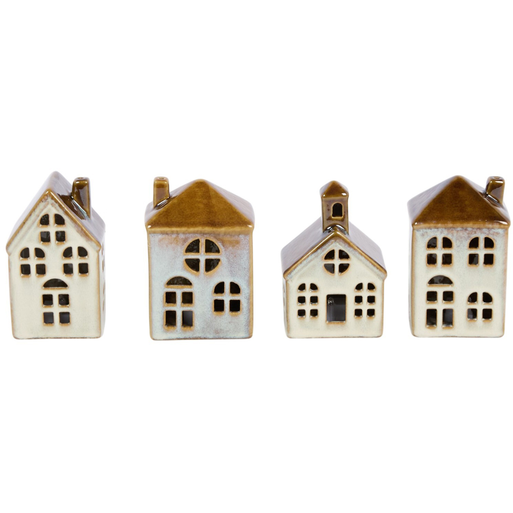 Set of 4 LED Reactive Glaze House Decorations Image 7