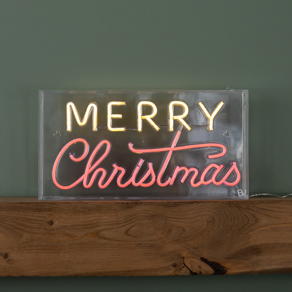 Samuel Alexander Warm White and Red LED Light Up Neon Merry Christmas Decoration Image 3