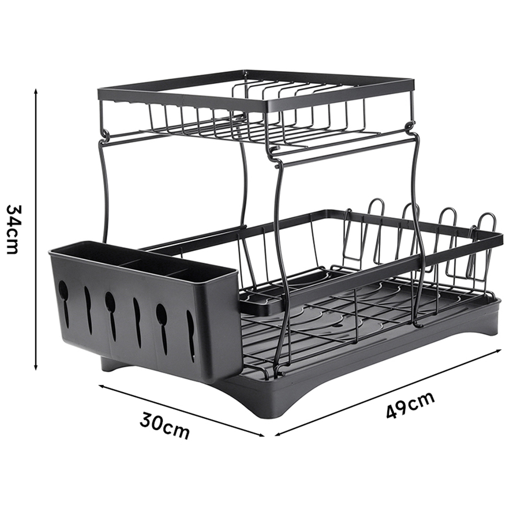 Living and Home Steel Dish Rack with Utensil and Glass Holder Image 9