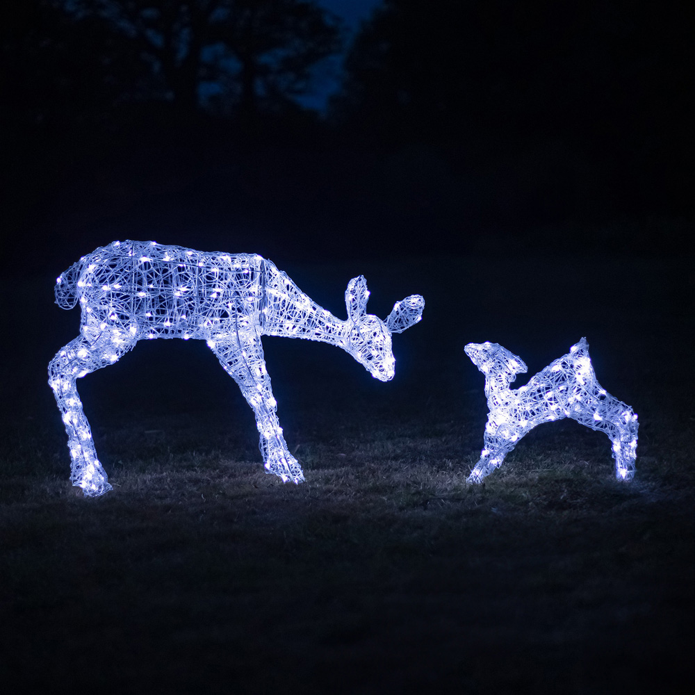 The Christmas Centre 250 LED Soft Acrylic Light-Up Mother and Baby Reindeer Set 3.2ft Image 6
