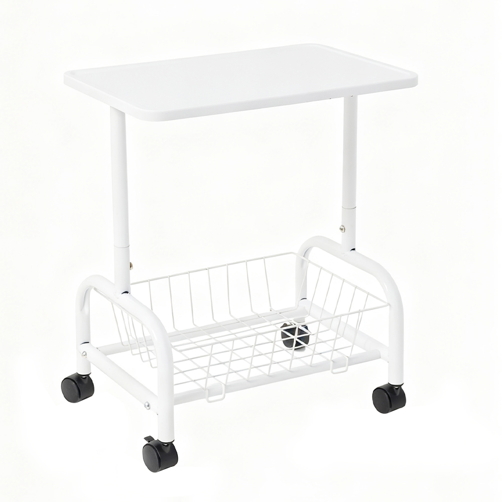 Living and Home White Side Table with Basket Image 4