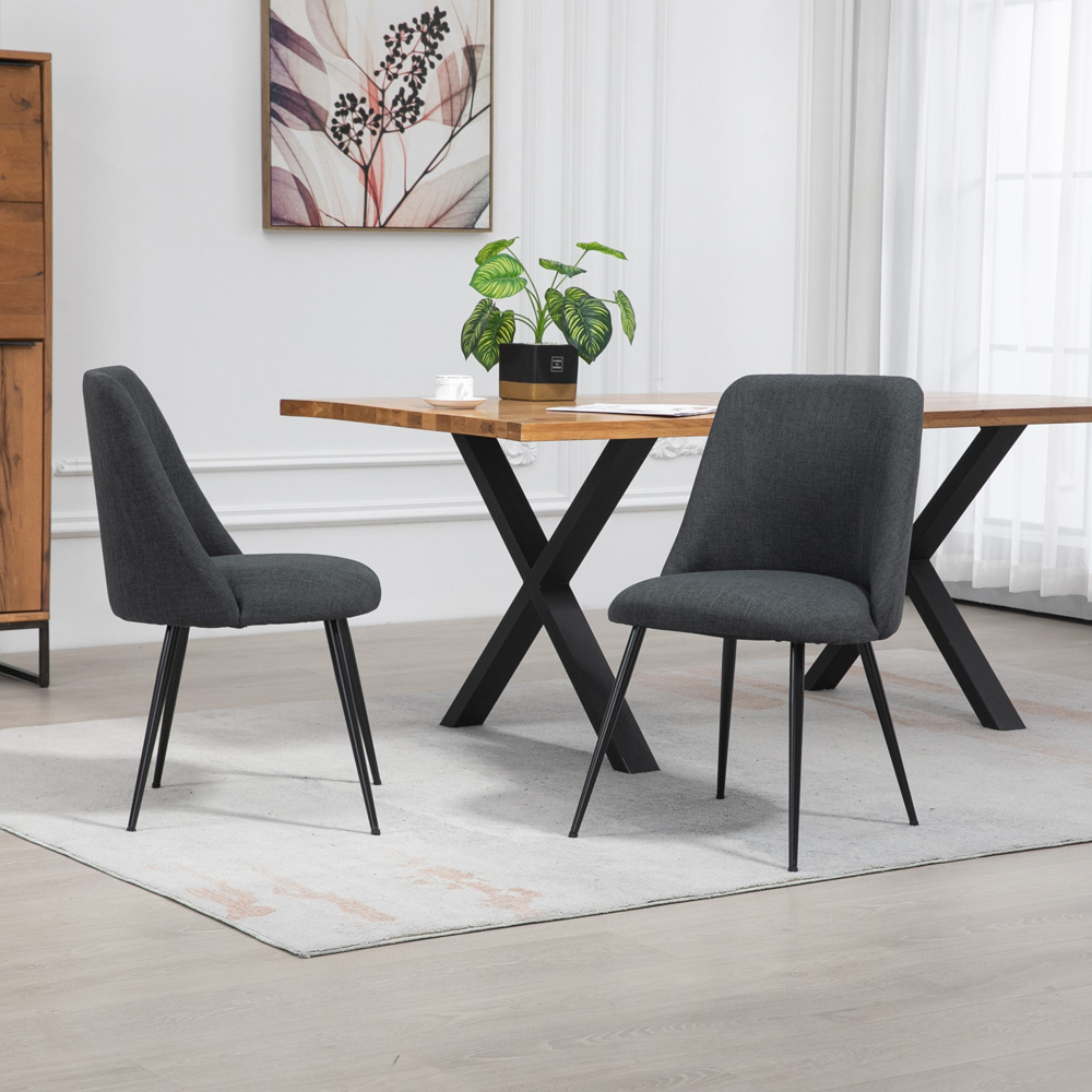 Artemis Home Morandi Set of 2 Black Fabric Dining Chairs Image 3