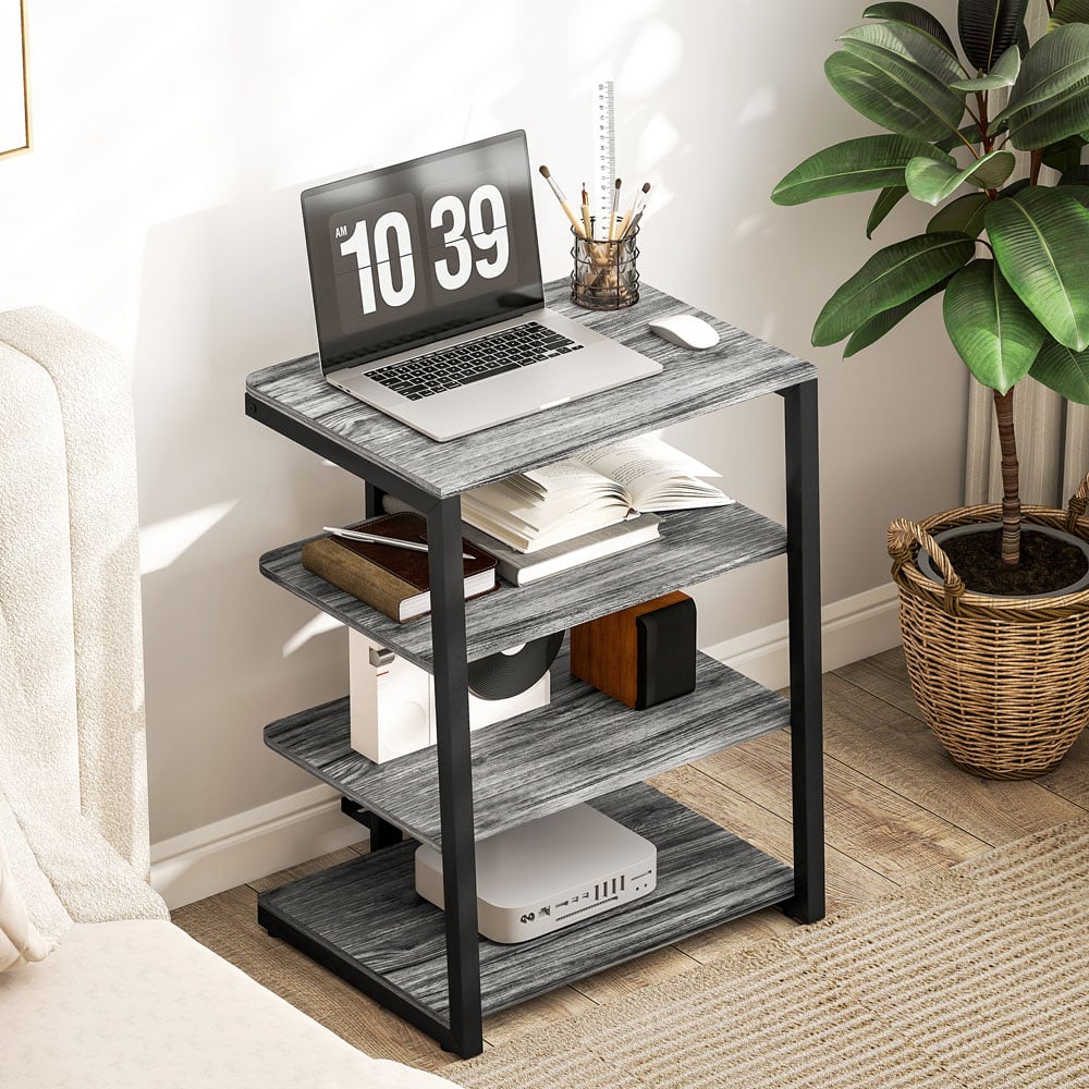 HOMCOM 4-Tier Dark Grey HiFi Rack Stand Image 3