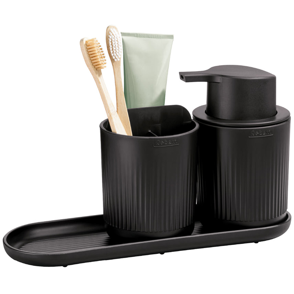 ReBorn 3 Piece Dark Grey Recycled Plastic Bathroom Set Image 4