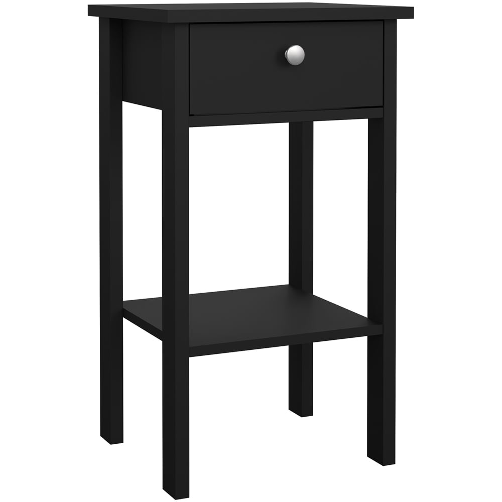 Florence Madrid Single Drawer Matt Black Bedside Table Image 2