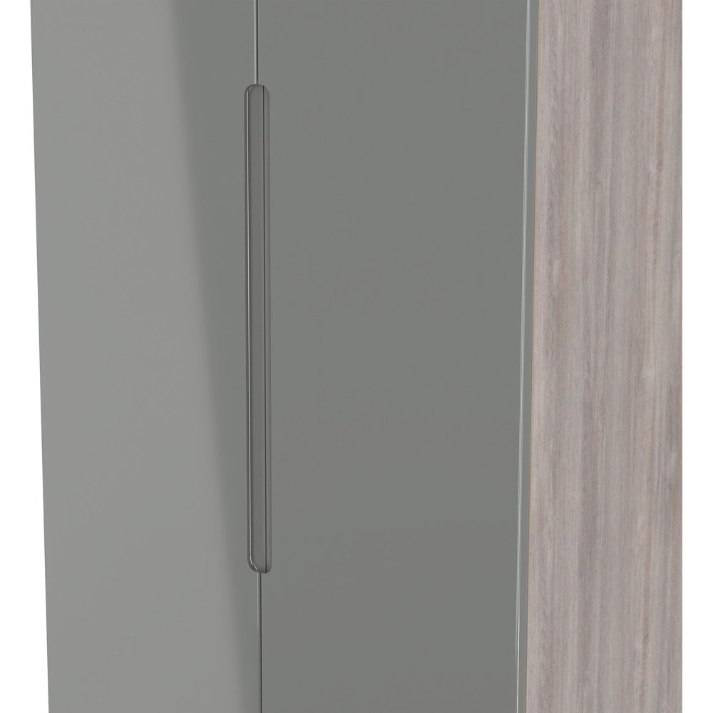 Crowndale Milan 2 Door Grey Gloss and Grey Oak Tall Wardrobe Ready Assembled Image 5