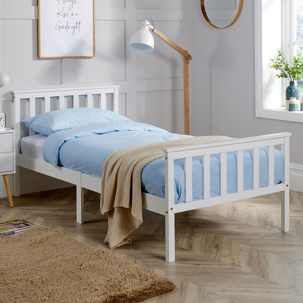 Home Source Florida Single White Wooden Bed Frame Image 1