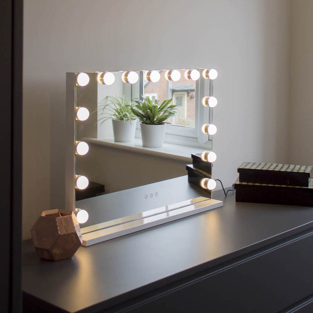 Jack Stonehouse White Sophia Hollywood Vanity Mirror with 15 LED Bulbs Image 2