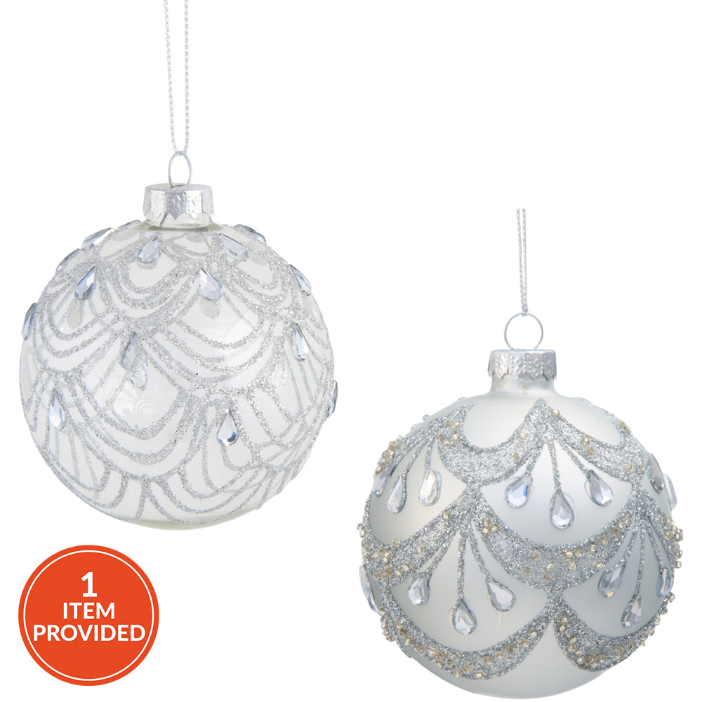 Silver Embellished Bauble Image 1
