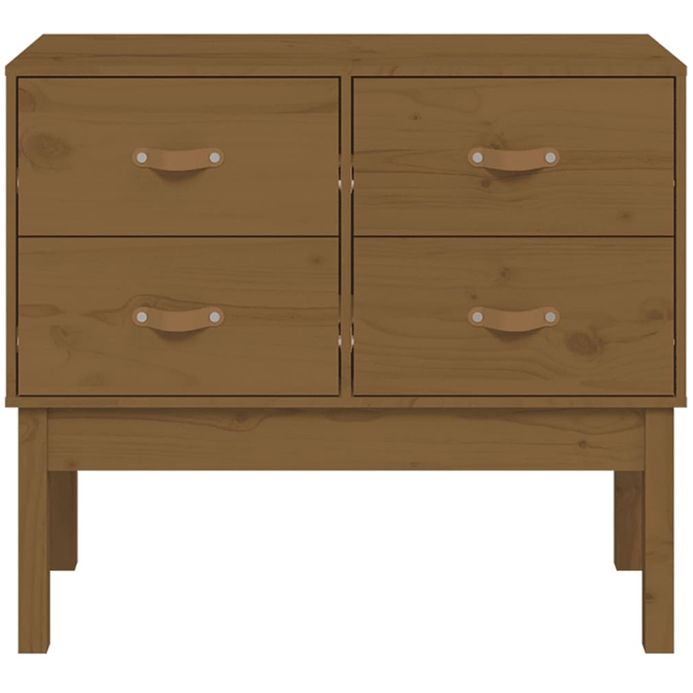 vidaXL 4 Drawer Honey Brown Solid Pine Wood Console Cabinet Image 6