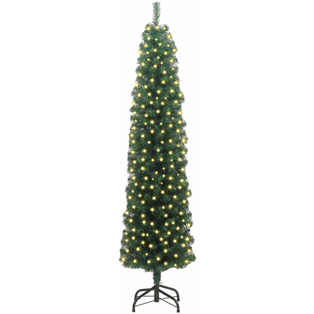 vidaXL Green Artificial Christmas Tree with LEDs 6ft Image 1