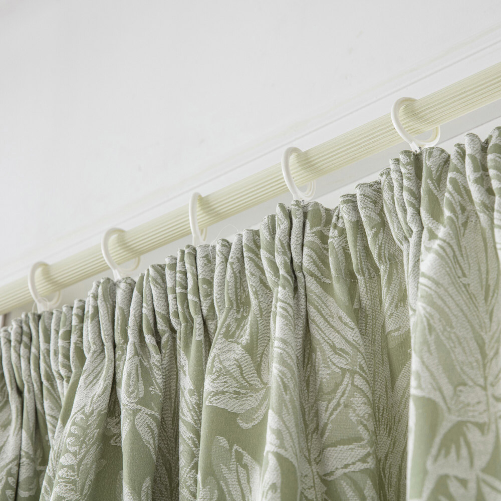 Alan Symonds Green Chenille Jacquard Lined Pencil Pleat Taped Top Curtains 168 x 229cm Image 2