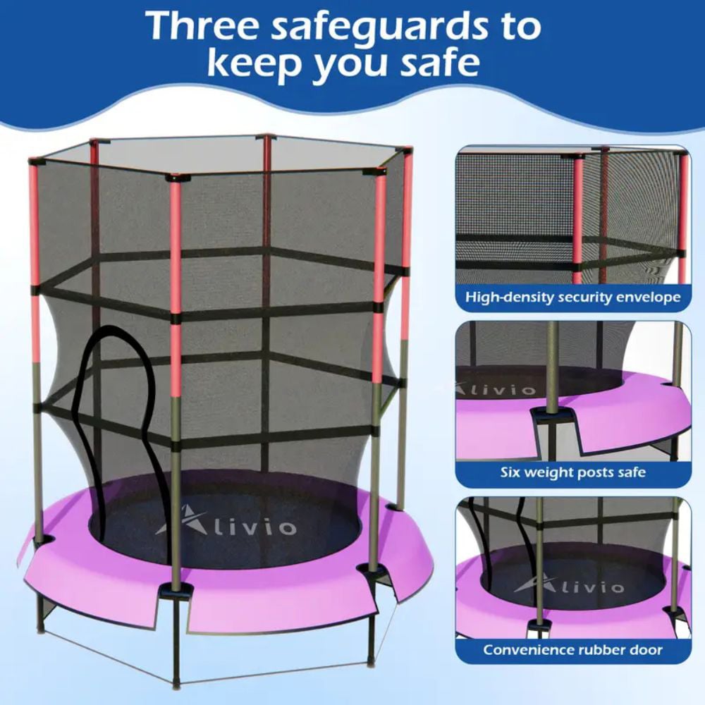 Alivio Kids Red Trampoline with Safety Enclosure Net Image 6