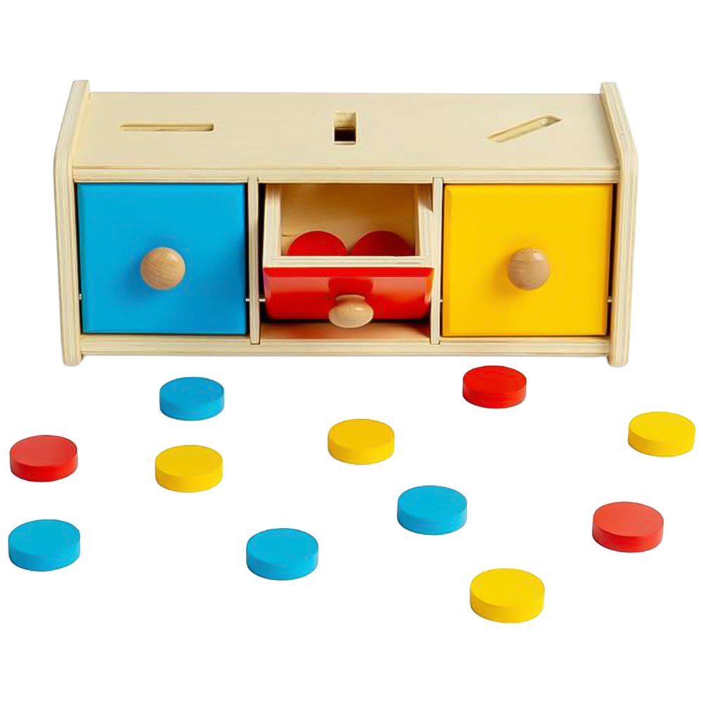 Bigjigs Toys Kids 16 Piece Wooden Token Montessori Colour Sorting Toy Image 1