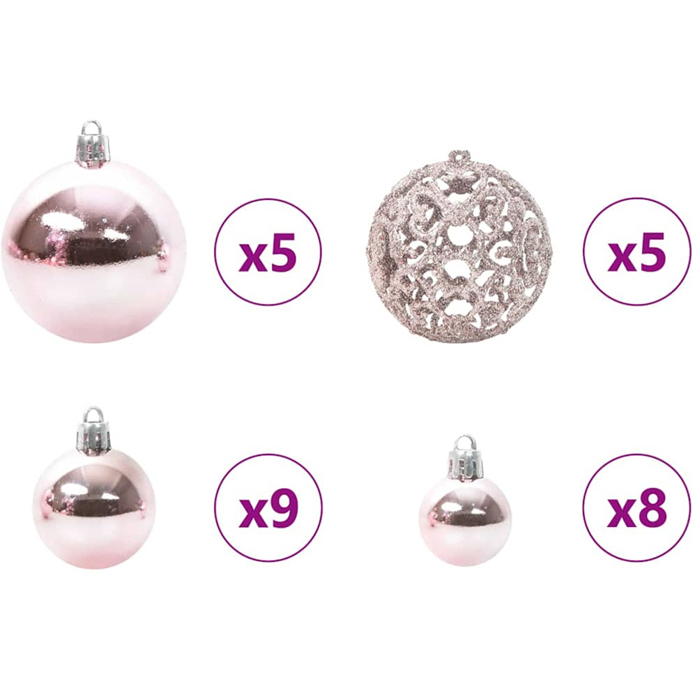 vidaXL Pre-Lit Pink Baubles Pink Artificial Christmas Tree 5ft Image 9