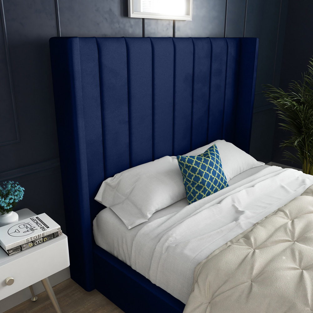 DS Living Oxford Super King Size Blue Soft Plush Velvet Bed Frame Image 2