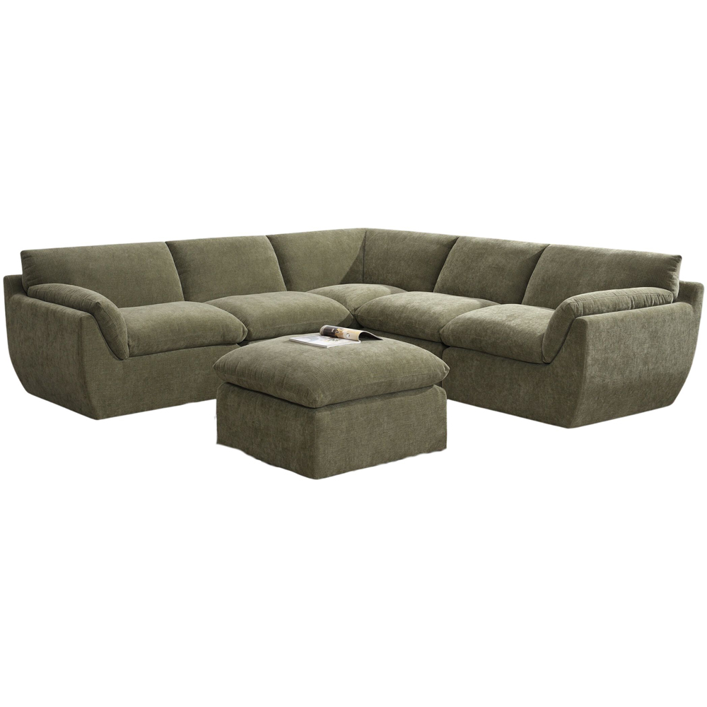 Wiliamsburg Green 5 Seater Sofa with Ottoman Image 2