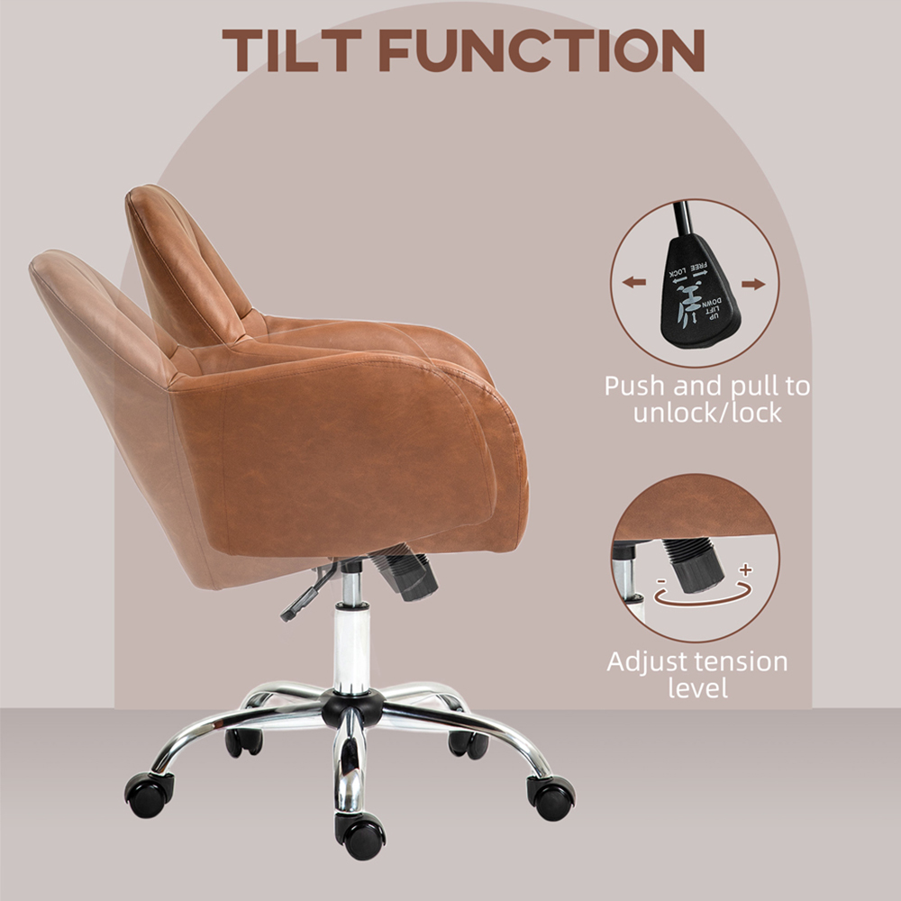 Portland Brown PU Leather Swivel Office Chair Image 5