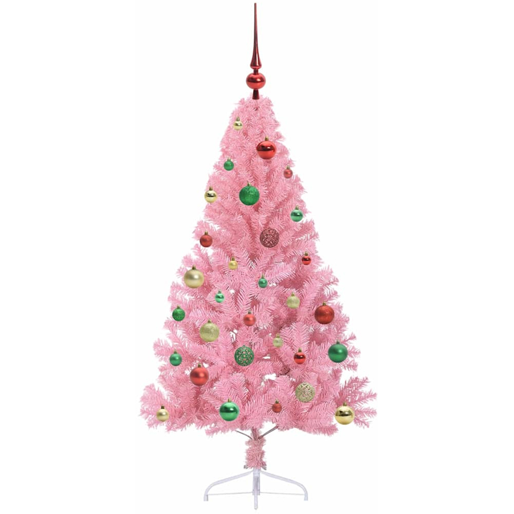 vidaXL Pre-Lit Multicolour Baubles Pink Artificial Christmas Tree 5ft Image 5