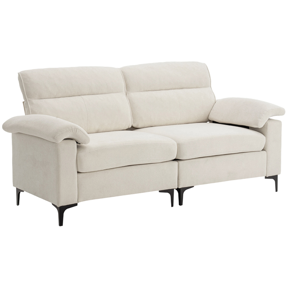 Living and Home 2 Seater White Chenille Sofa Image 2