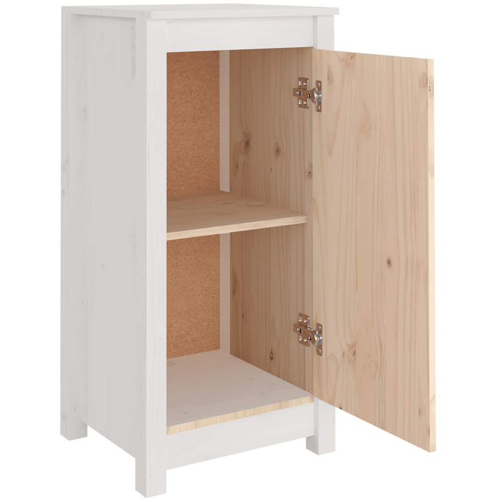 vidaXL Single Door White Pine Wood Sideboard Image 4
