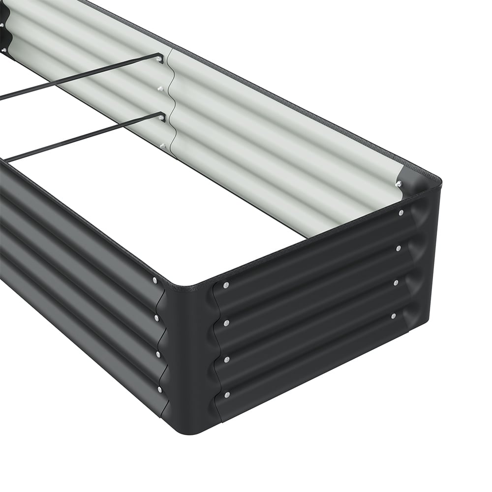 Living and Home Black Rectangular Galvanised Steel Raised Garden Bed 180 x 60cm Image 4