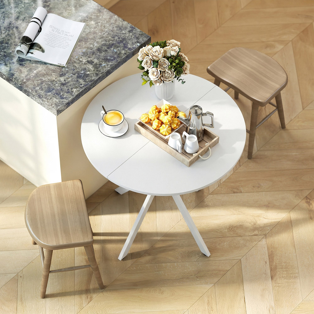 Portland 2 Seater Industrial Round Dining Table White Image 5
