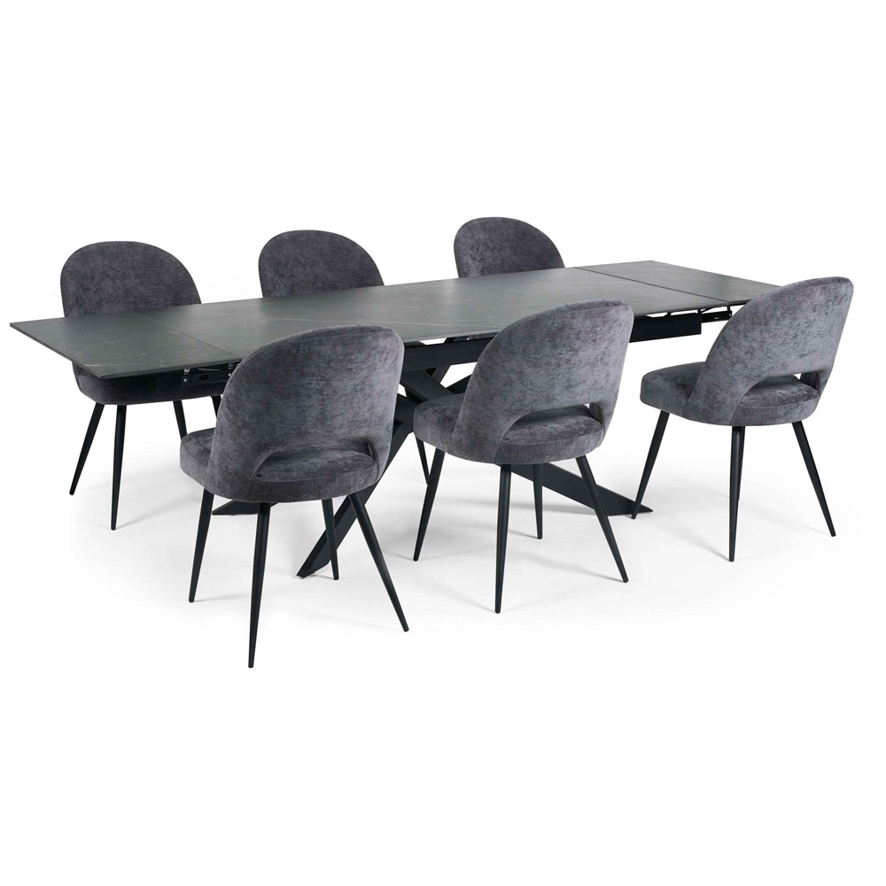 Julian Bowen Osaka 6 Seater 160-240cm Black Graphite Look Ceramic Top Extendable Dining Table Image 5
