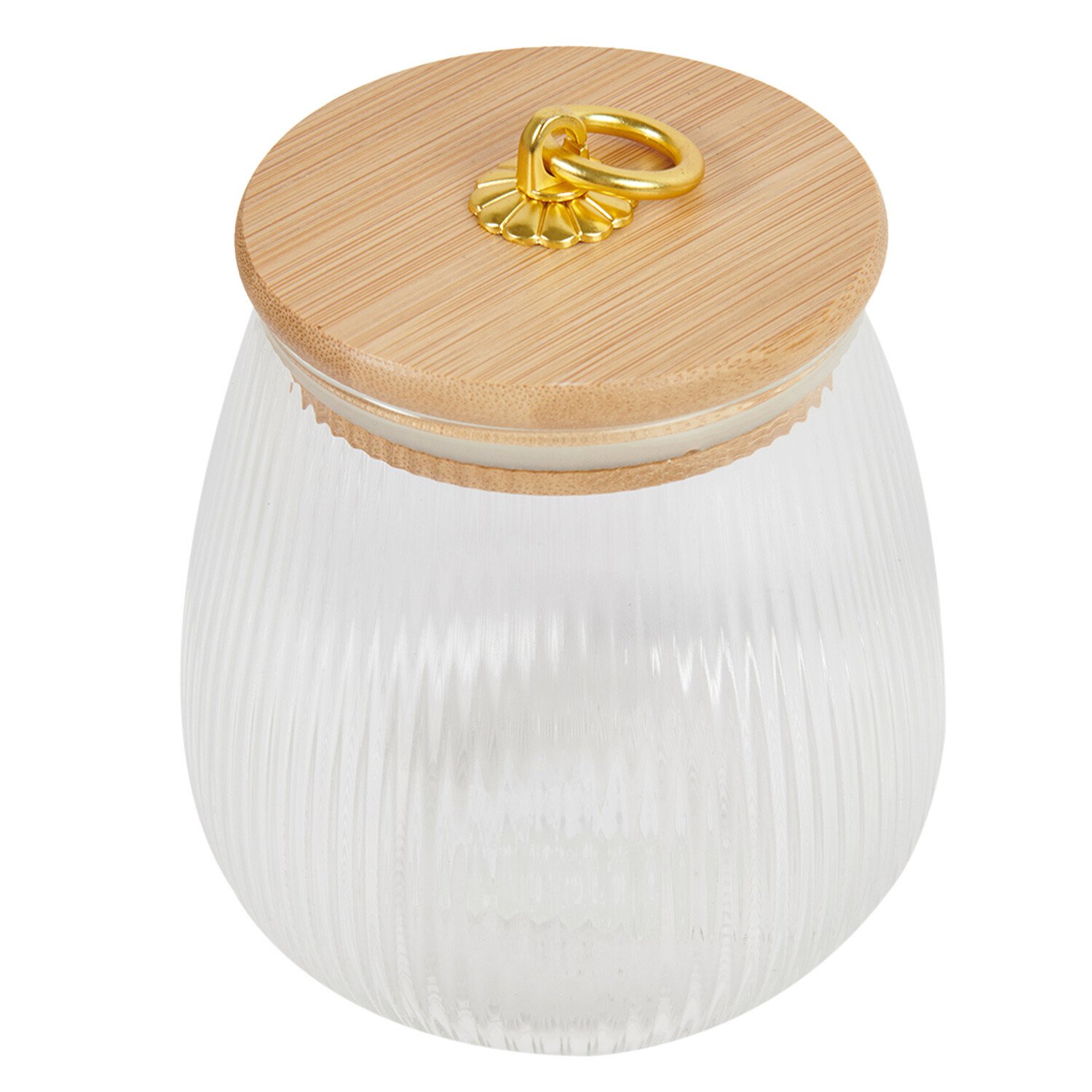 Gold Bamboo Lid Jar 750ml - Clear and Gold Image 1
