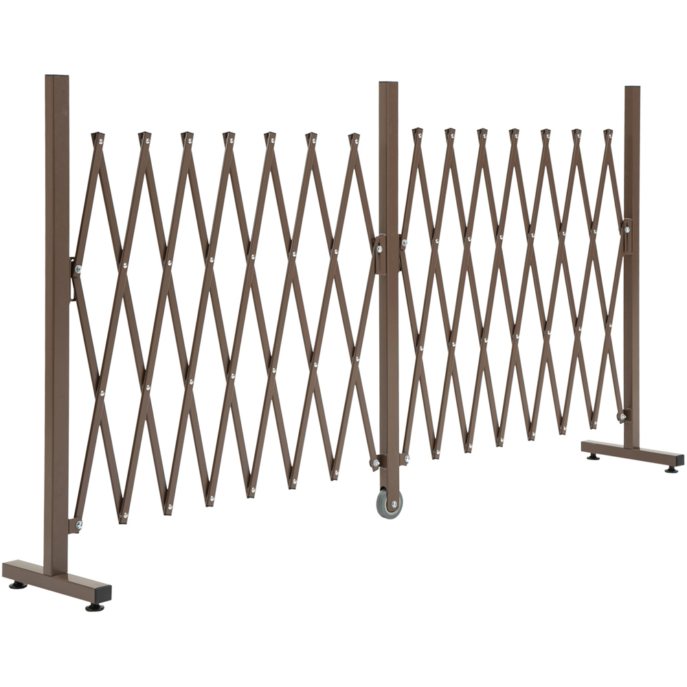 Outsunny Dark Brown Scissor Grid 3 x 13ft Expanding Trellis Fence Panel Image 1