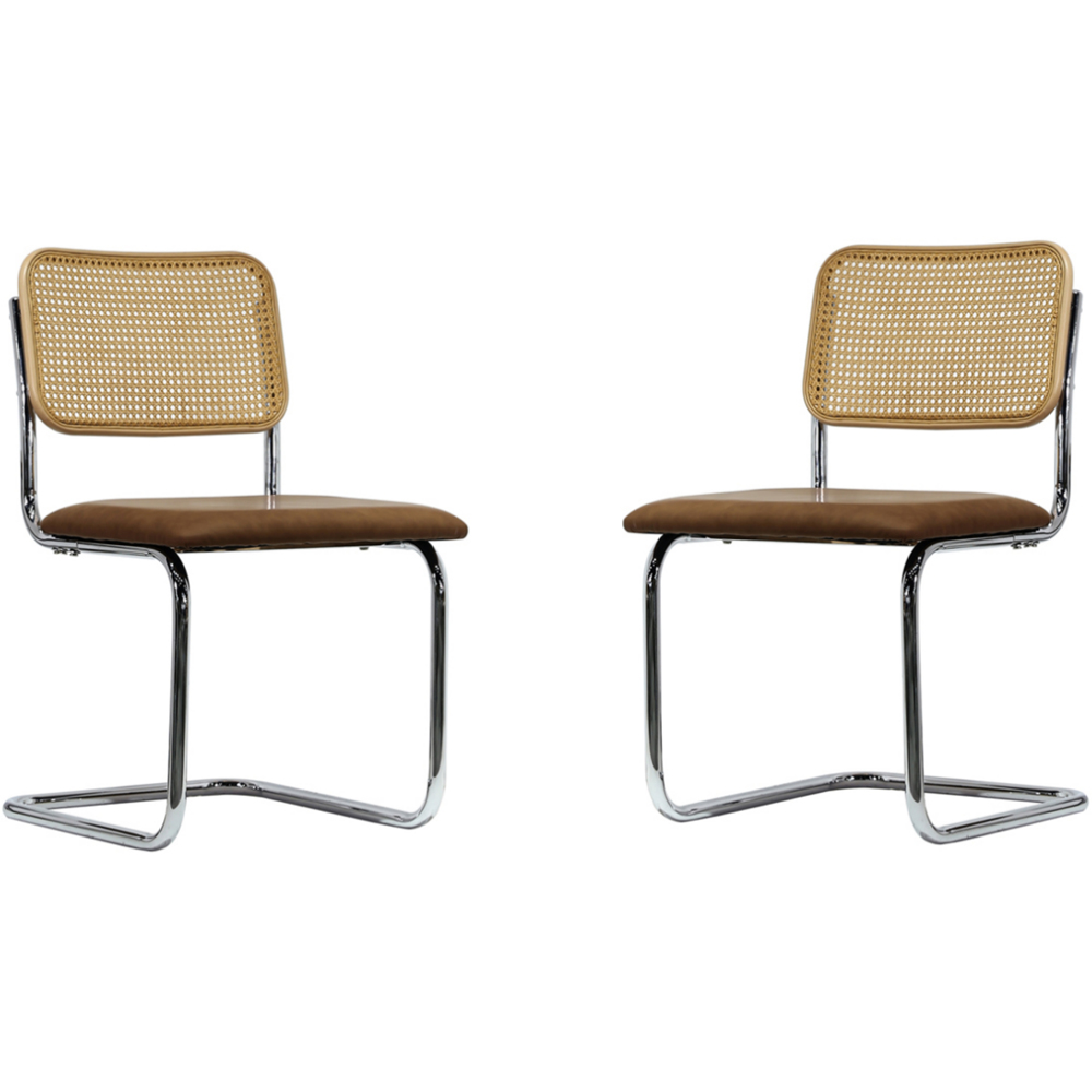 Furniture One Set of 2 PU Rattan Upholstered Dining Chair Image 2