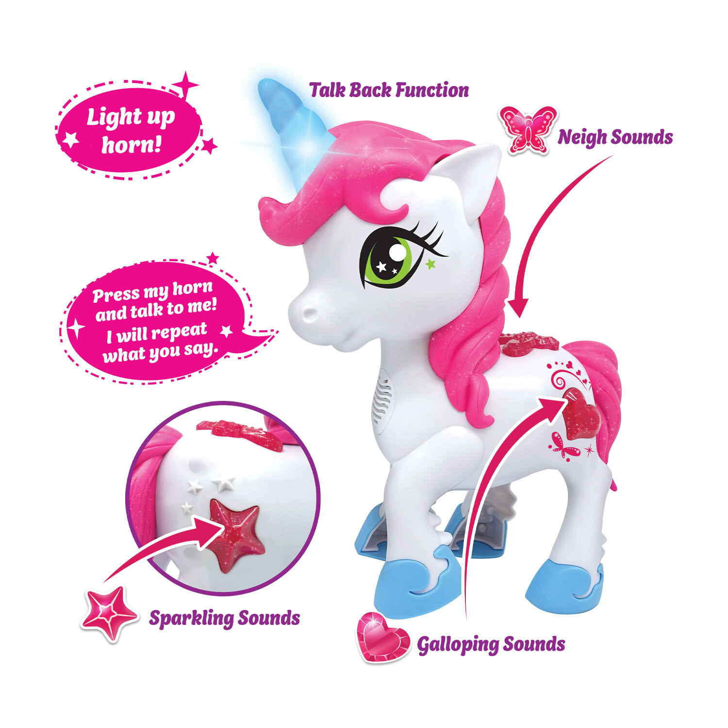 Dragon-i Toys Little Unicorn Touch and Talk Toy Image 3