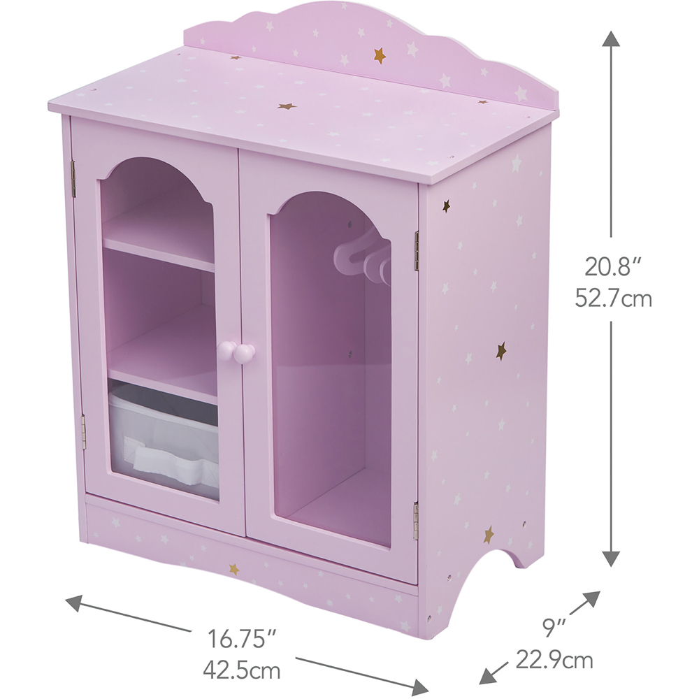 Teamson Kids Olivia's Little World 2 Door Twinkle Stars Princess Fancy Closet with 3 Hangers Image 7