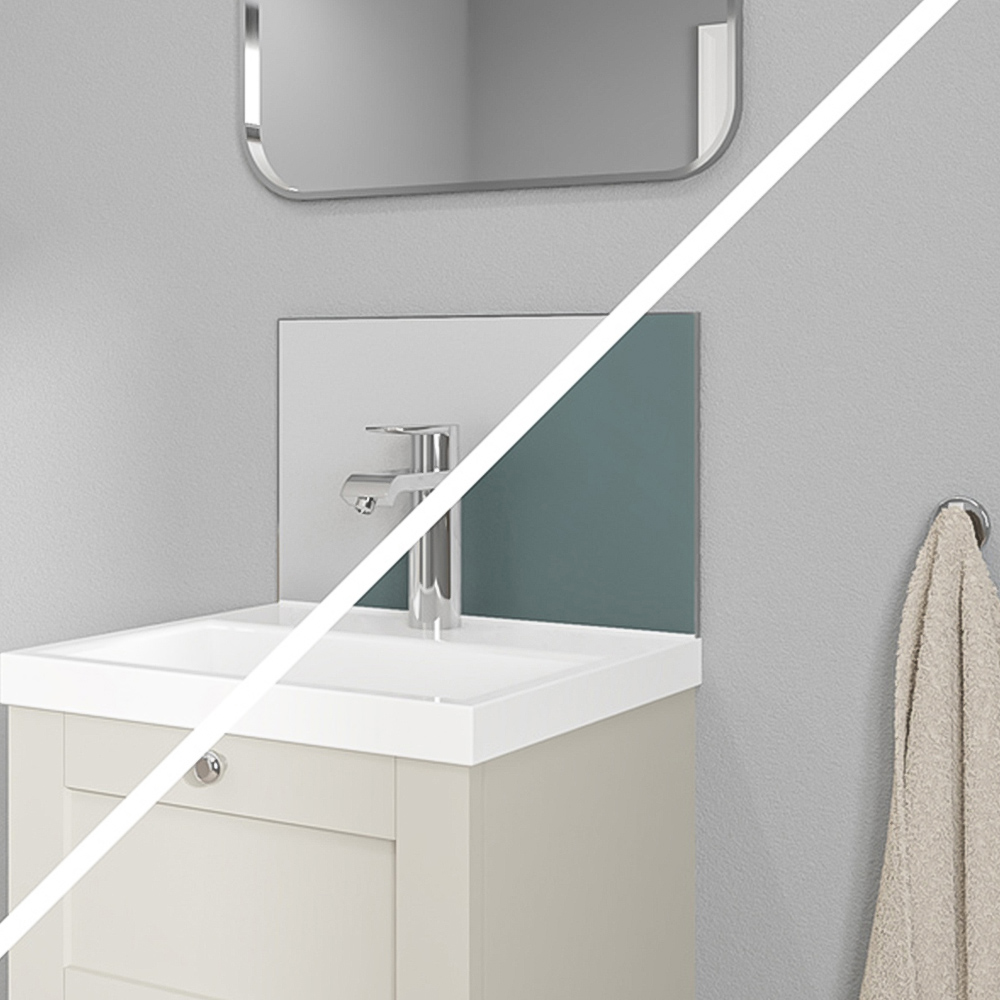 Wetwall Alloy Glacier White and Neptune Blue Splashback 400 x 250mm Image 1