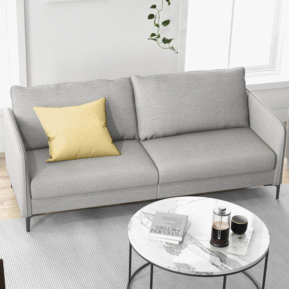 Costway 3 Seater Grey Loveseat Sofa Image 1