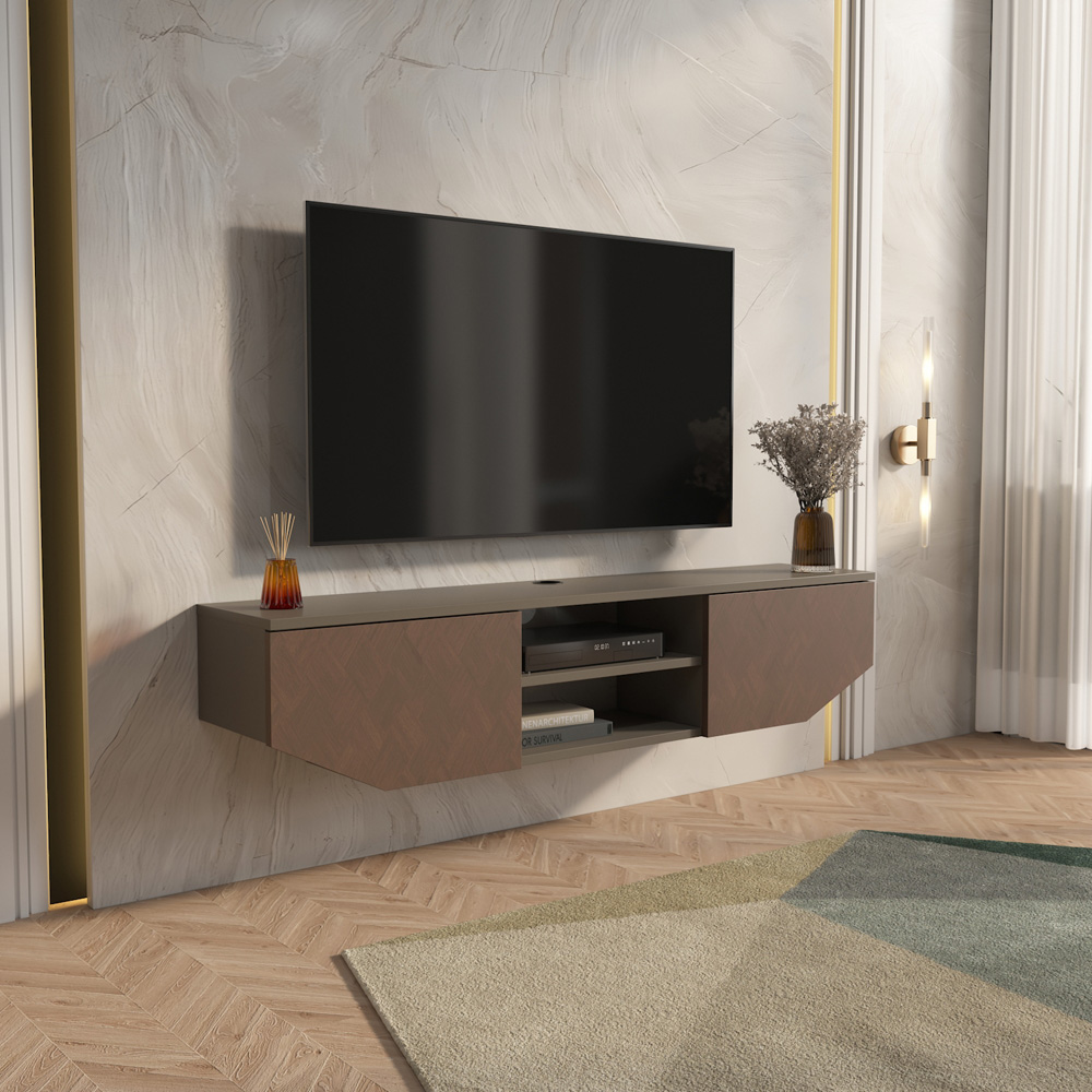 Decorotika Hera 2 Door 2 Shelf Galaxy Vintage Wall Mounted TV Unit Image 4