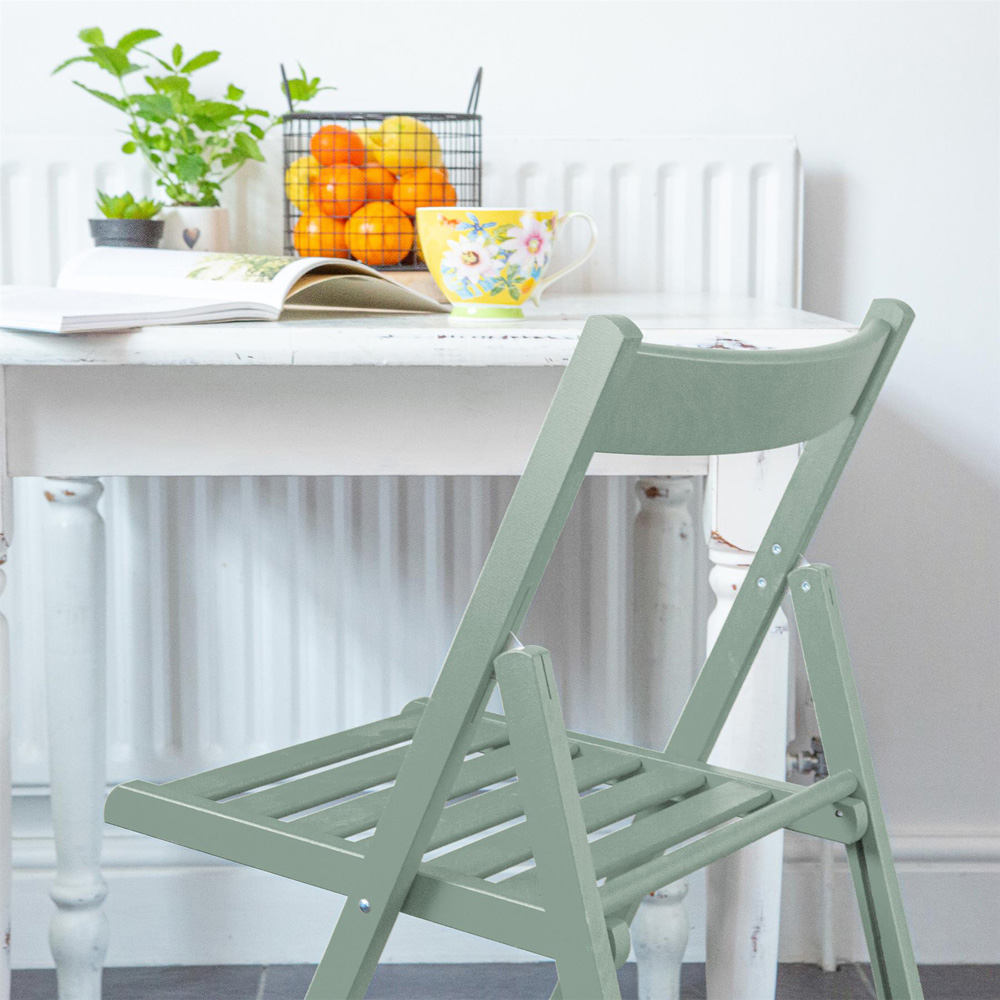 Harbour Housewares Sage Green Beech Wood Foldable Chair Image 3