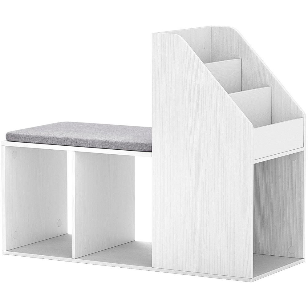 Costway White 3 Tier Shoe Storage Bench with Side Compartments Image 2