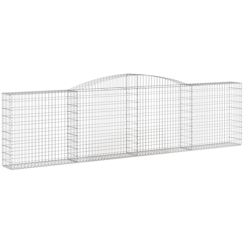 vidaXL Silver Galvanised Iron Arched Gabion Basket 400 x 30 x 100/120cm 9 Pack Image 1