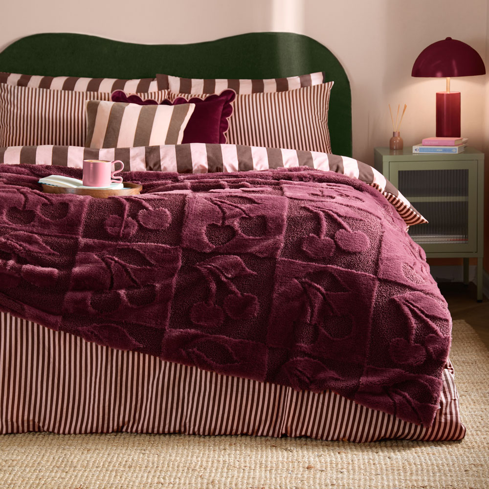 Furn Morello Cherries Fur Boucle Reversible Throw 140 x 180cm Image 2