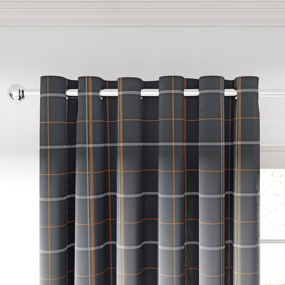 Helena Springfield Harper Woven Lined Charcoal and Ginger Eyelet Curtains 228 x 228cm Image 2