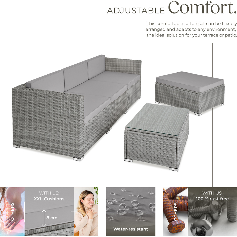 tectake Florence 4 Seater Light Grey and Dark Grey Rattan Garden Lounge Set Image 3