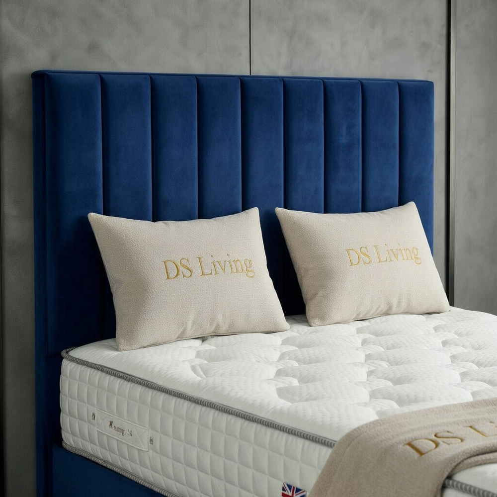 DS Living Aether Double Dark Blue Plush Velvet Divan Bed Image 2