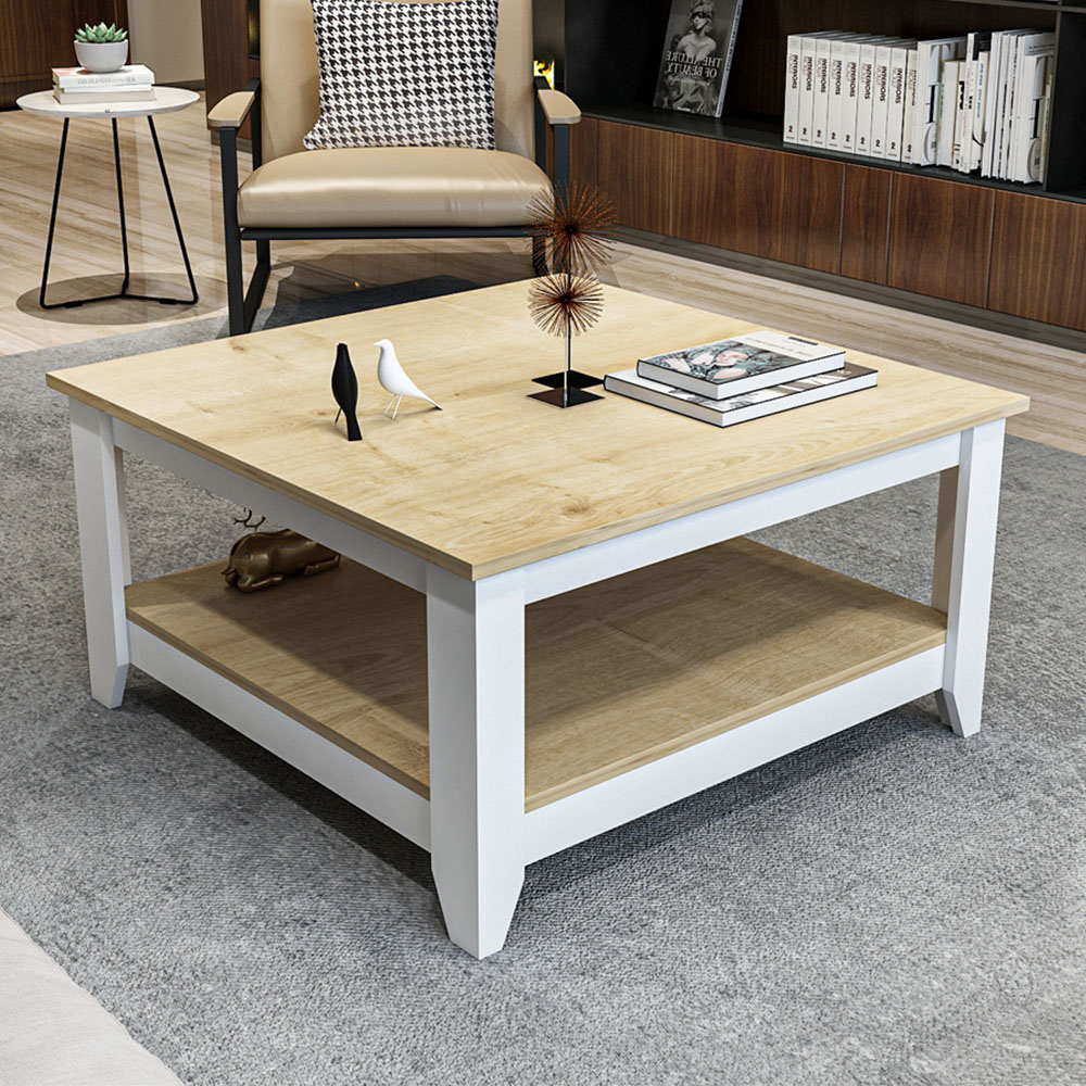 Decorotika Lea Single Shelf Sapphire Oak and White Coffee Table Image 1