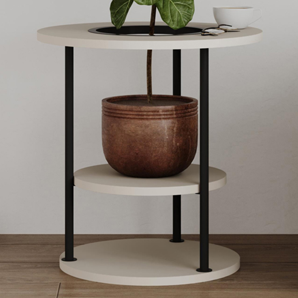 Decortie Grova 3-Tier Sandstone Side Table Image 1