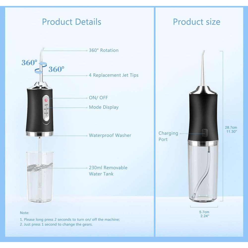 Dyzi Portable Rechargeable Water Flosser with 4 Tips Image 9