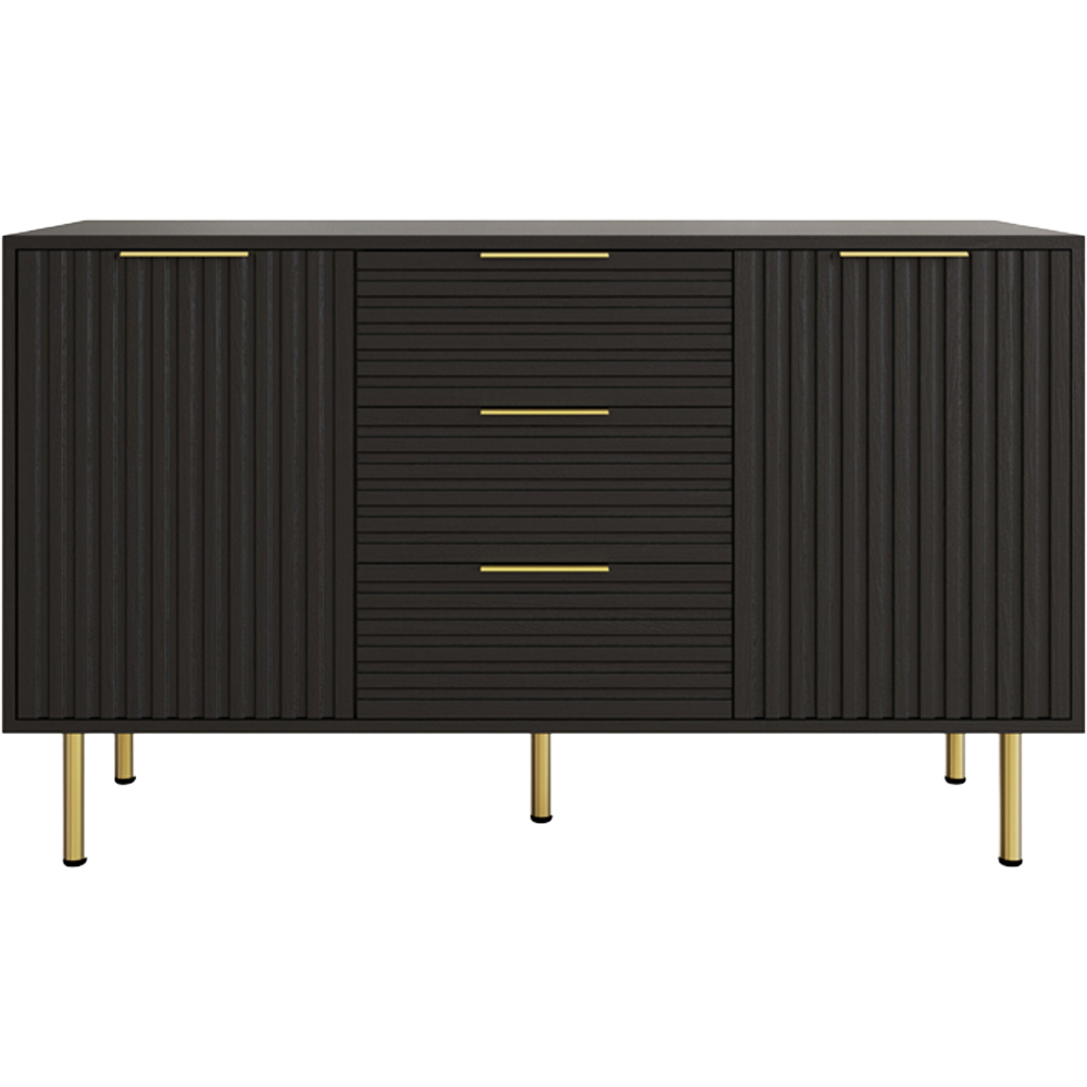 GFW Nervata 2 Door 3 Drawer Black Sideboard Image 3